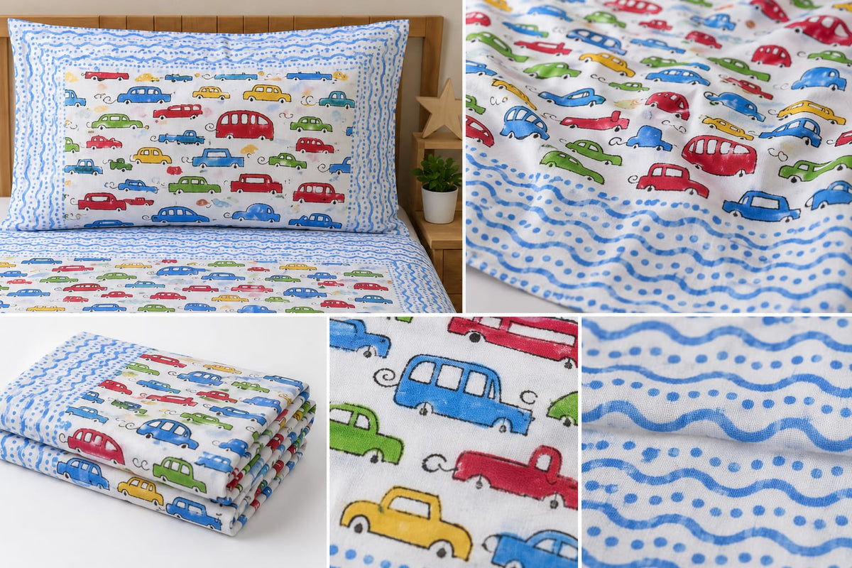 Kids Bedsheet King Size 100% Cotton – Colorful Car Print - Kids Bedsheet - ChapaSsyahii