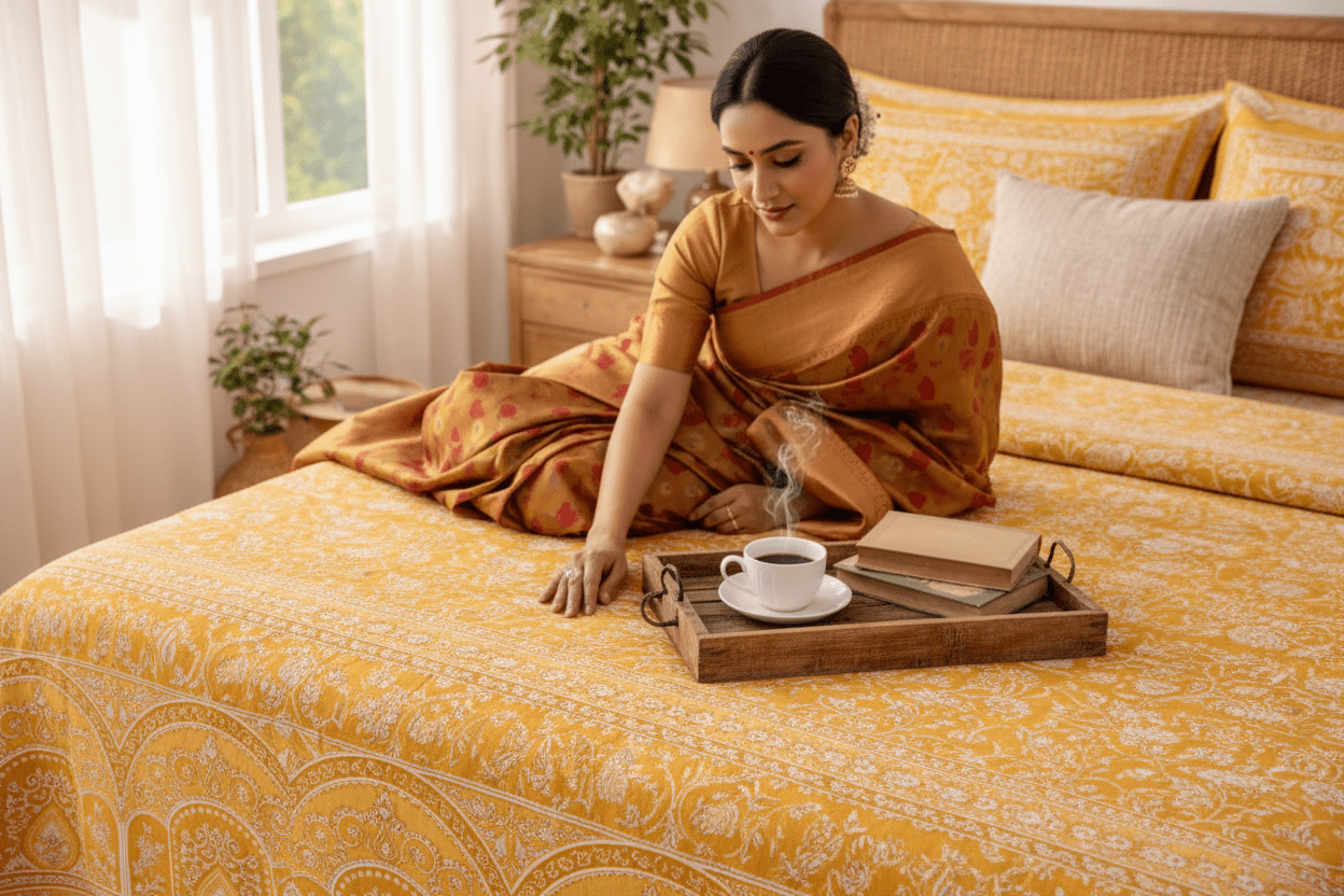 Mustard Yellow Jaal - Bedsheet Set - ChapaSsyahii