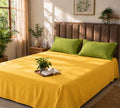Mustard Yellow Solid Handloom Bedsheet Set - Bedsheet Set - ChapaSsyahii