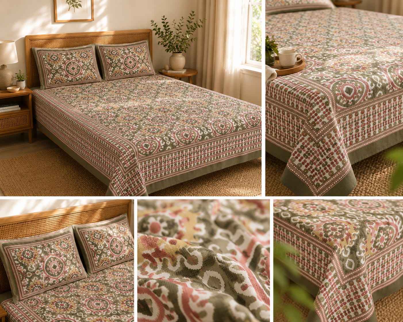 Olive Mauve Medallion Bedsheet - Bedsheet - ChapaSsyahii