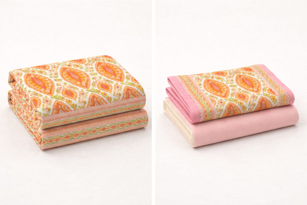 Peach Pink Ikkat Bedsheet - Bedsheet - ChapaSsyahii