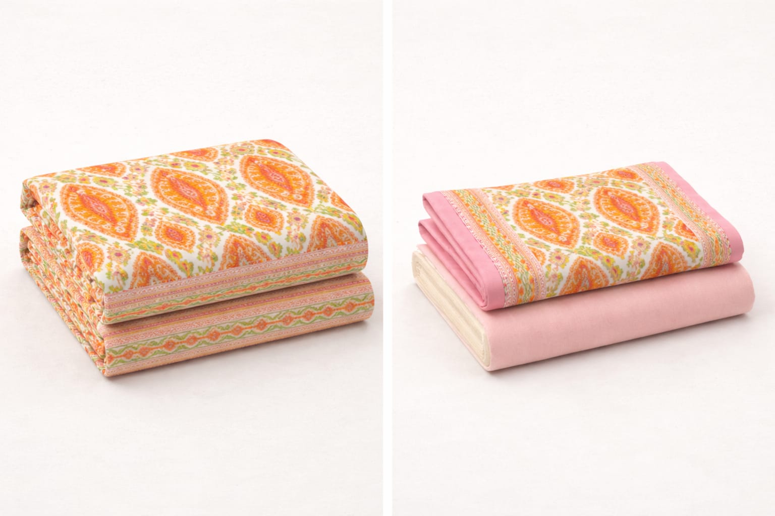 Peach Pink Ikkat Bedsheet - Bedsheet - ChapaSsyahii
