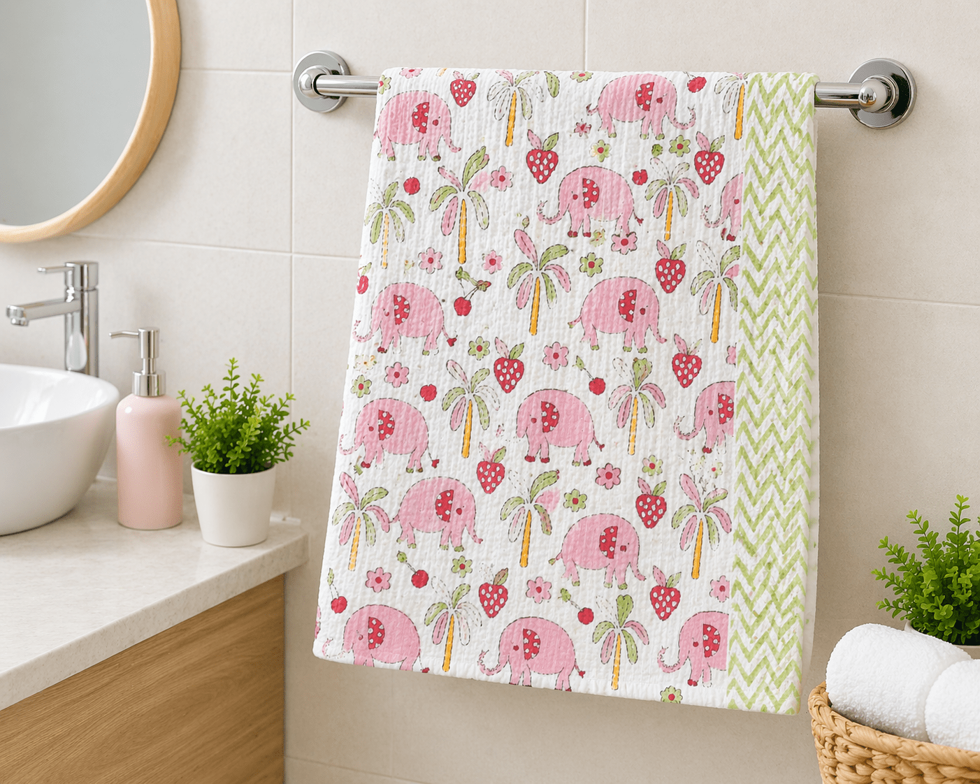 Pink Elephant Garden Towel - Bath Towels - ChapaSsyahii