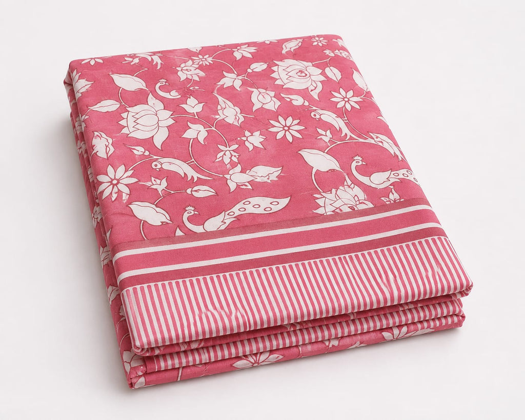 Pink Floral Cotton King Size Bedsheet Set with 2 Pillow Covers | 100% Cotton | 225x275 cm | ChapaSSyahii - Bedsheet Set - ChapaSsyahii