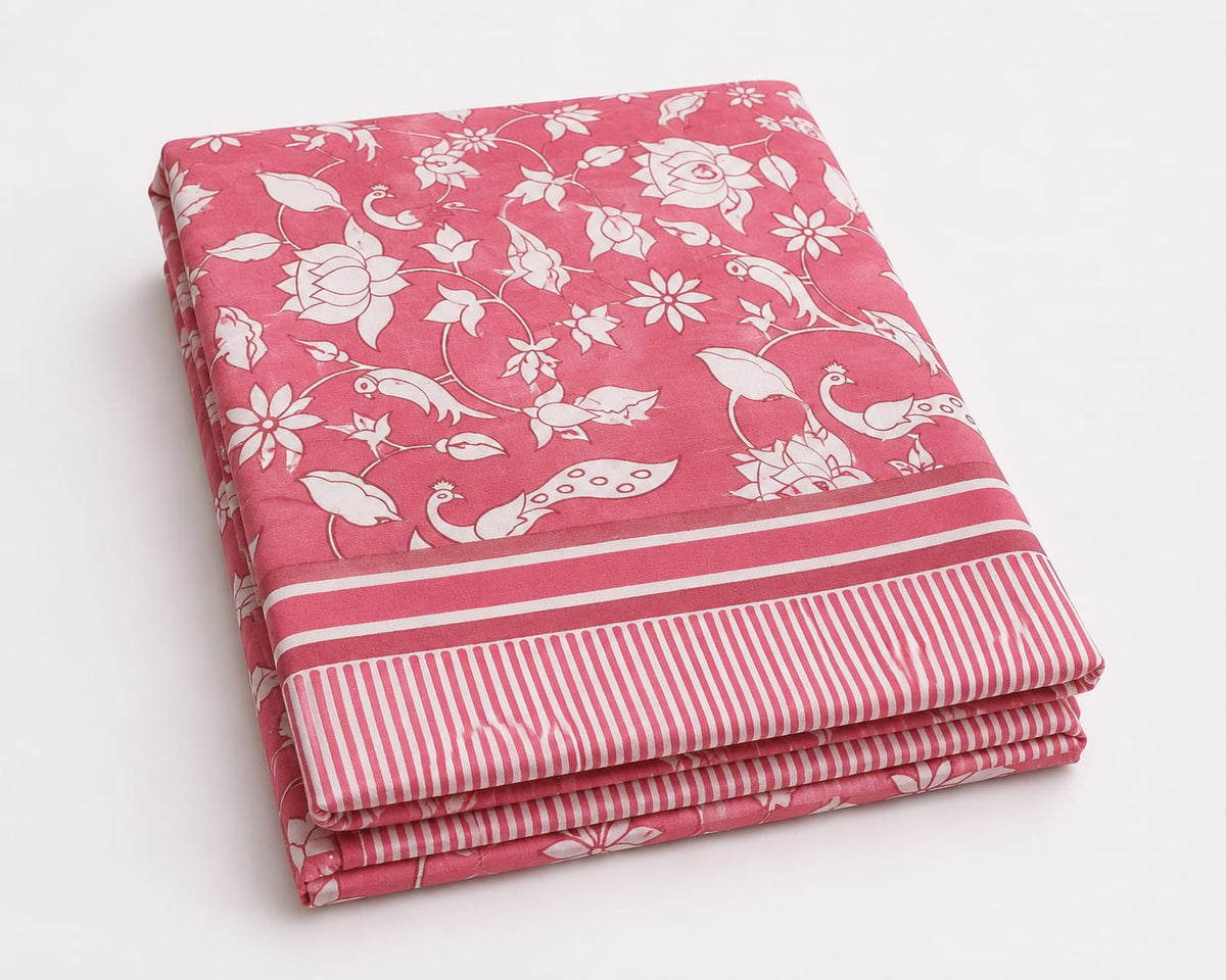 Pink Floral Cotton King Size Bedsheet Set with 2 Pillow Covers | 100% Cotton | 225x275 cm | ChapaSSyahii - Bedsheet Set - ChapaSsyahii
