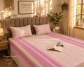Pink & Lime Stripe Handloom Bedsheet Set - Bedsheet Set - ChapaSsyahii