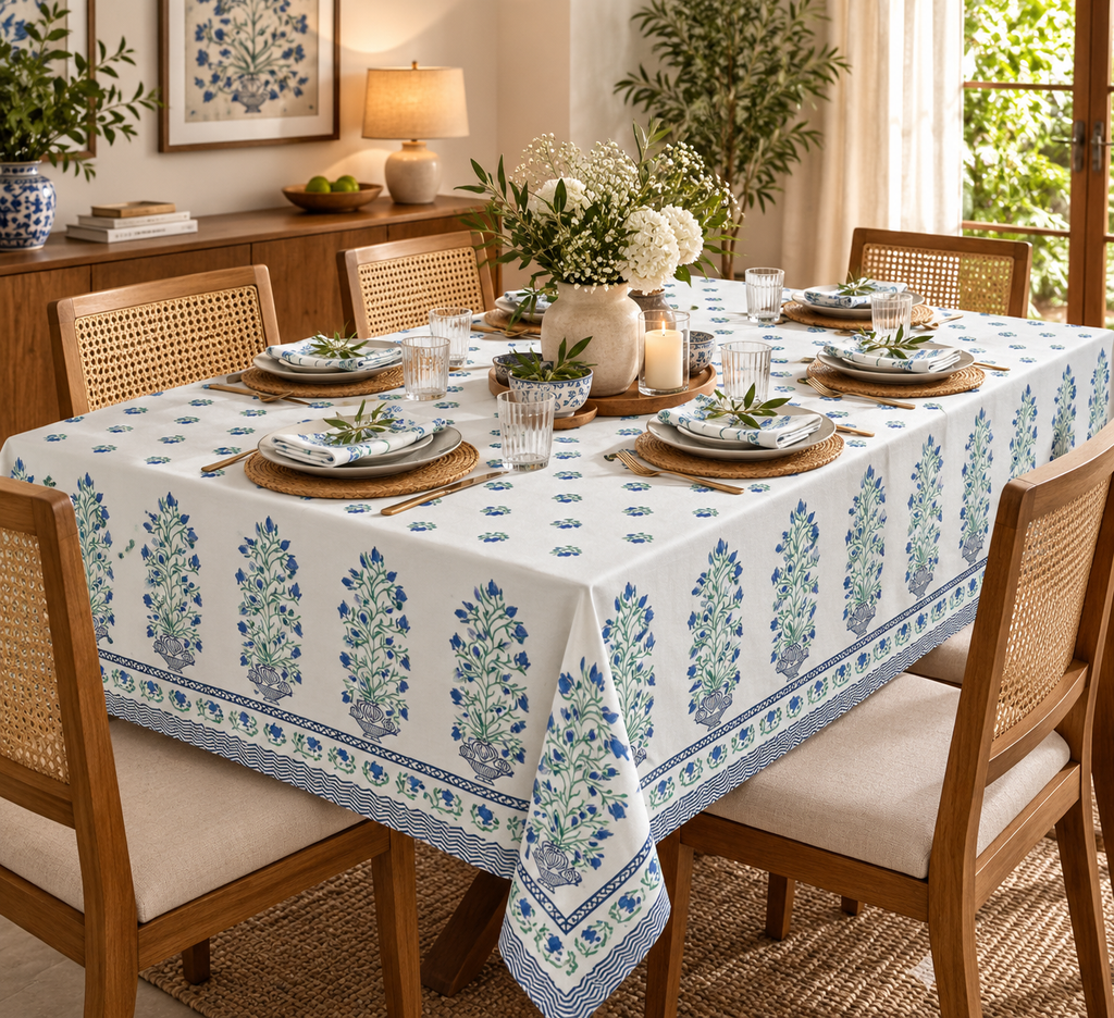 Indigo Bouquet Jaal - Table Cover - ChapaSsyahii