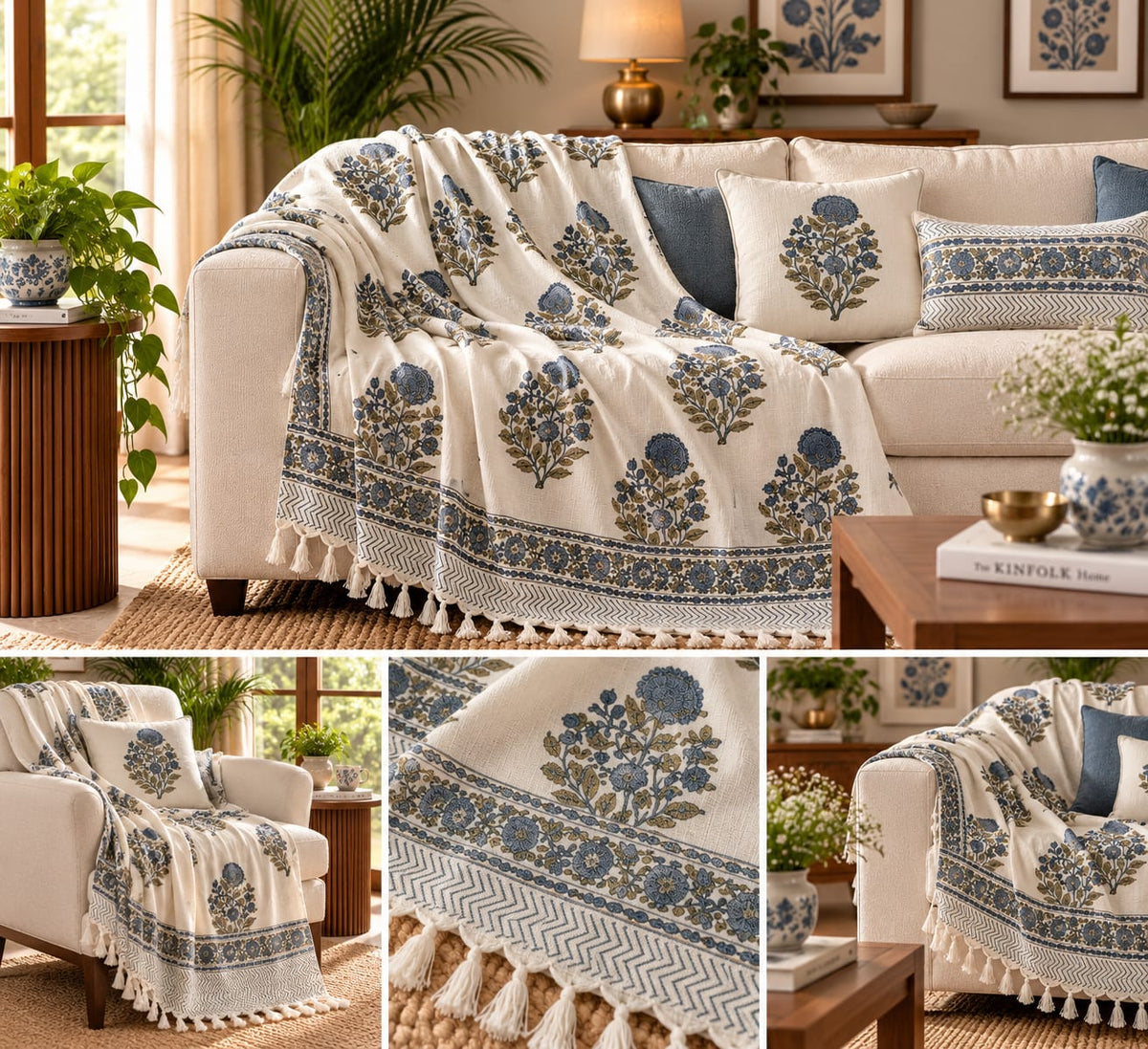Ivory Bluebell Bouquet Throw