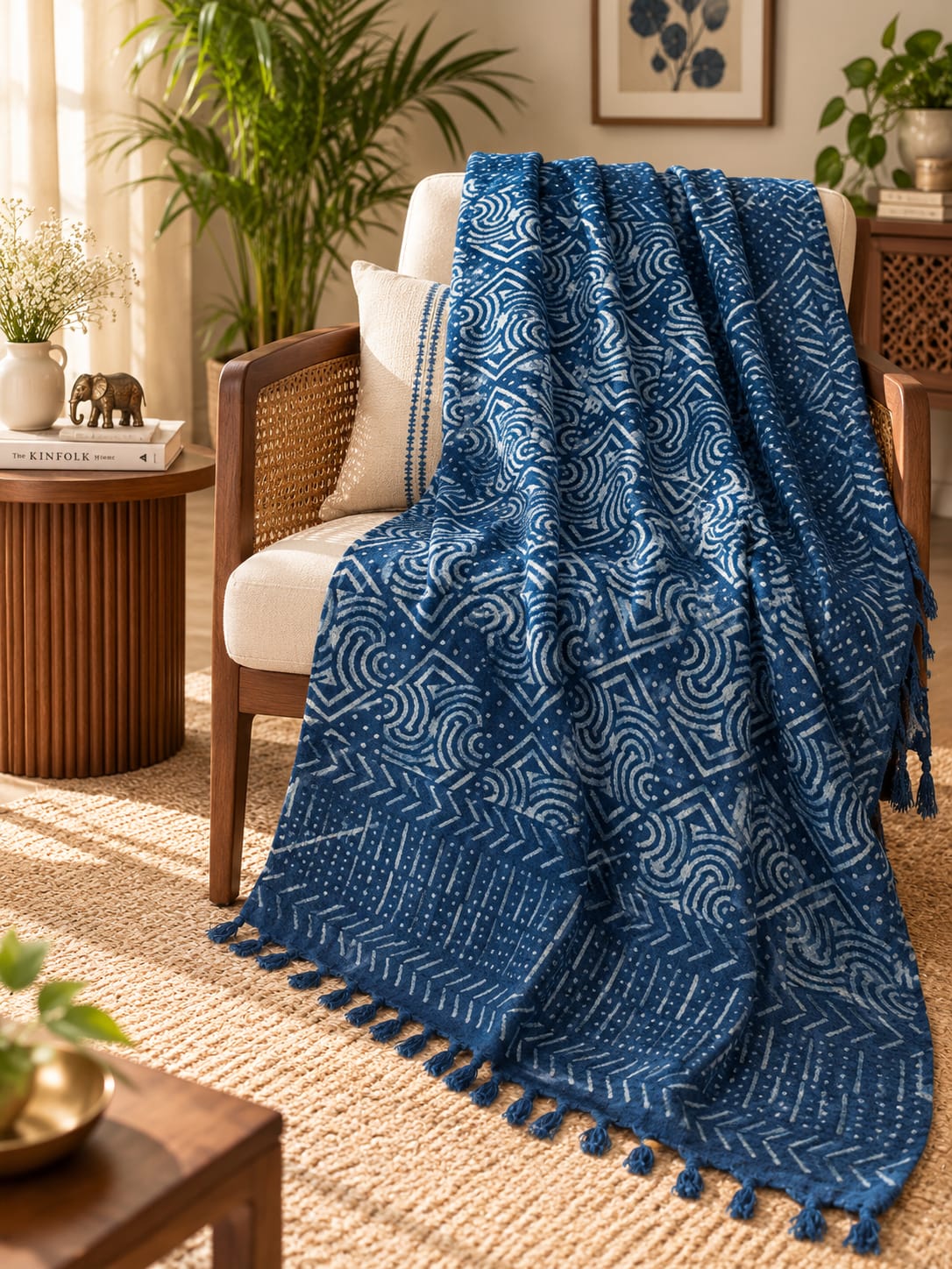 Indigo Labyrinth Block Throw