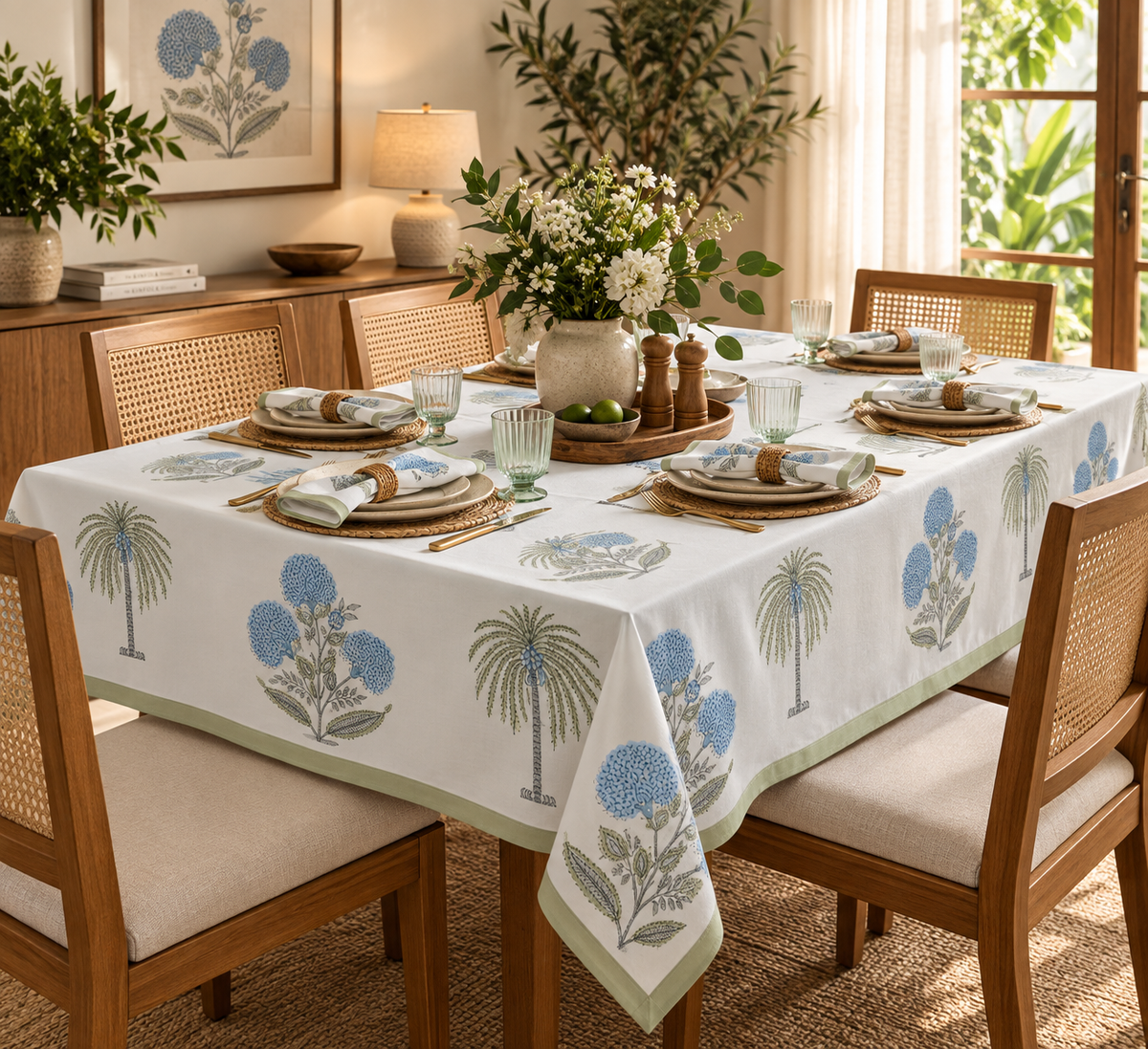 Sage Palm & Hydrangea - Table Cover - ChapaSsyahii