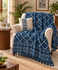 Indigo Trellis Star Throw