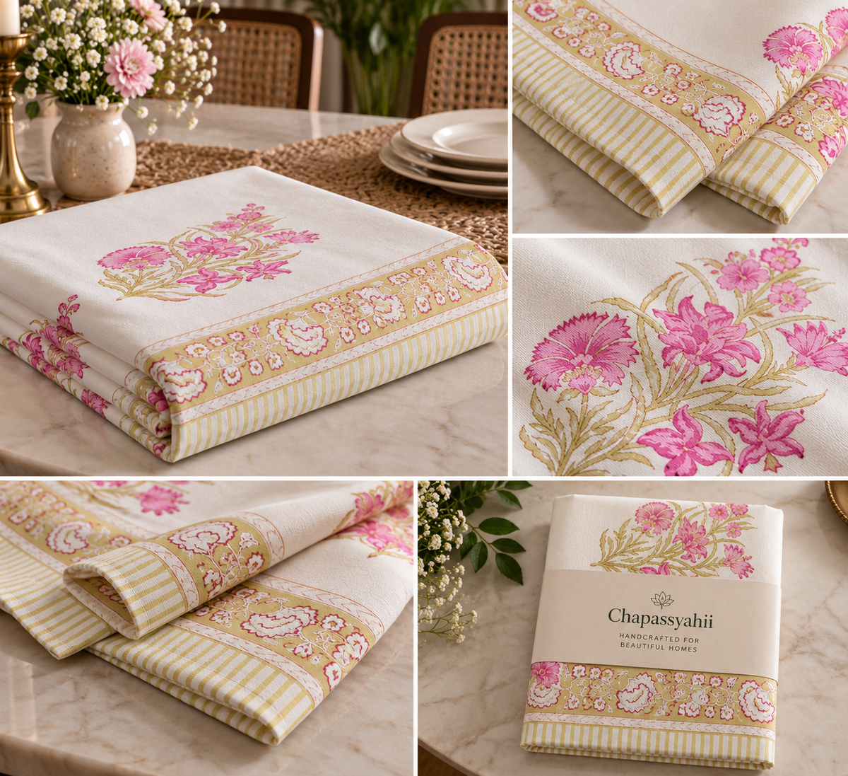 Golden Stem Pink Bouquet - Table Cover - ChapaSsyahii