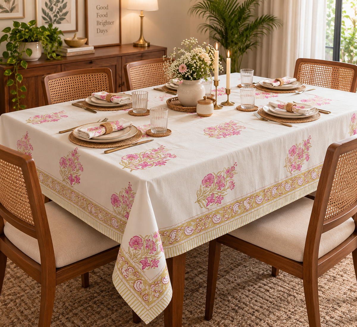 Golden Stem Pink Bouquet - Table Cover - ChapaSsyahii