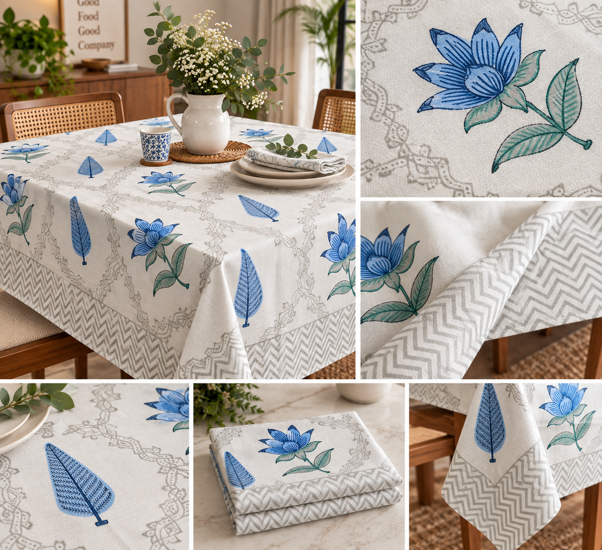 Grey Trellis Lotus - Table Cover - ChapaSsyahii