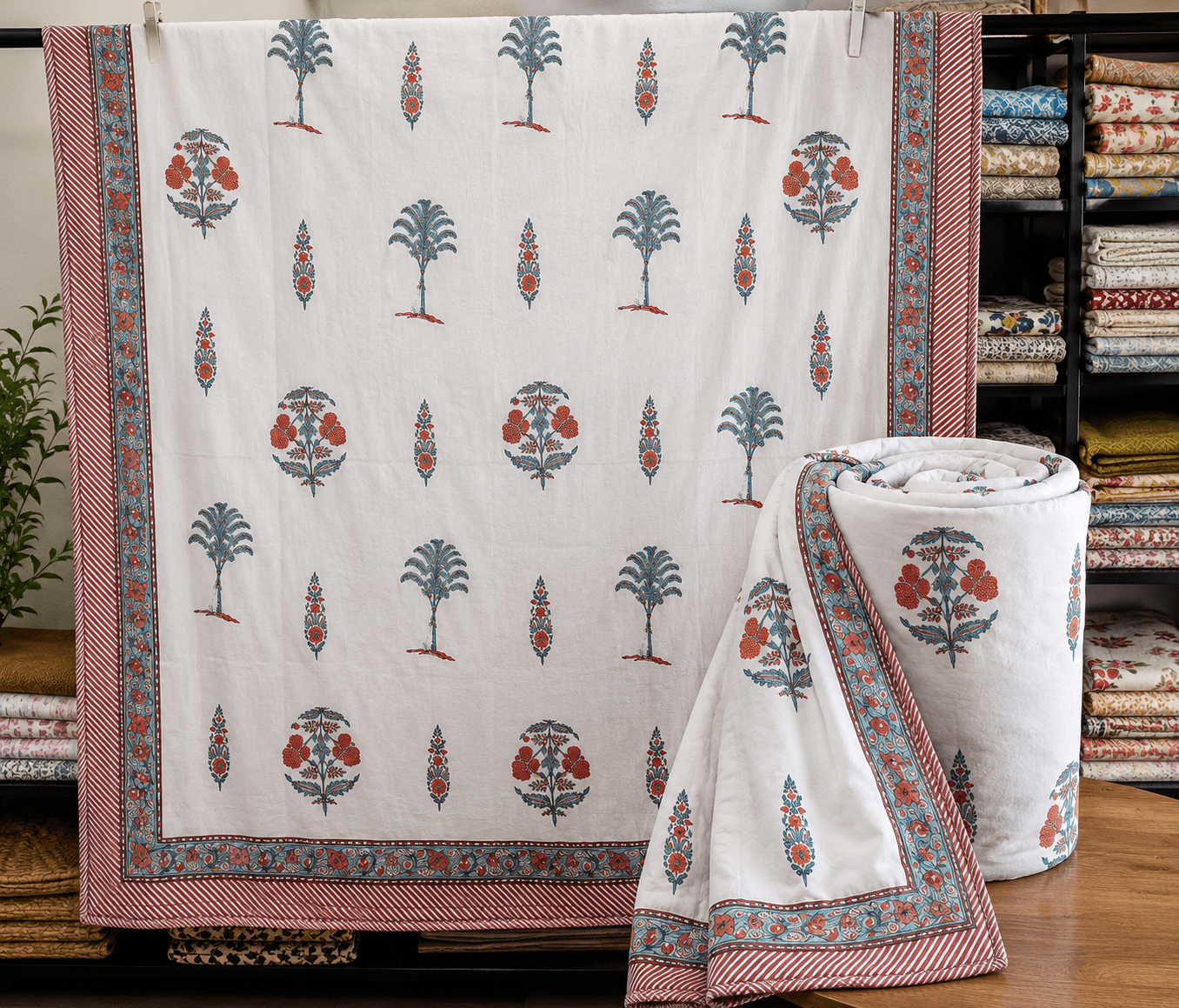 Terracotta Boota Dohar and Bedsheet Combo - Dohar and Bedsheet Combo - ChapaSsyahii