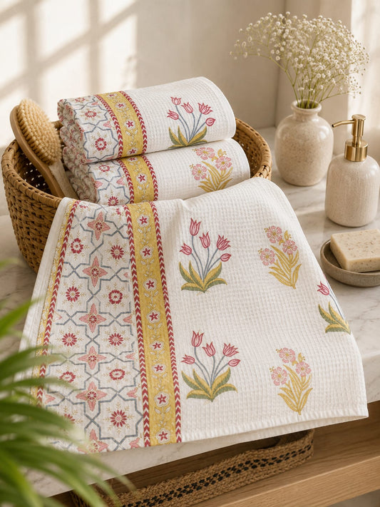 Tulip Garden Waffle Towel - Bath Towels - ChapaSsyahii