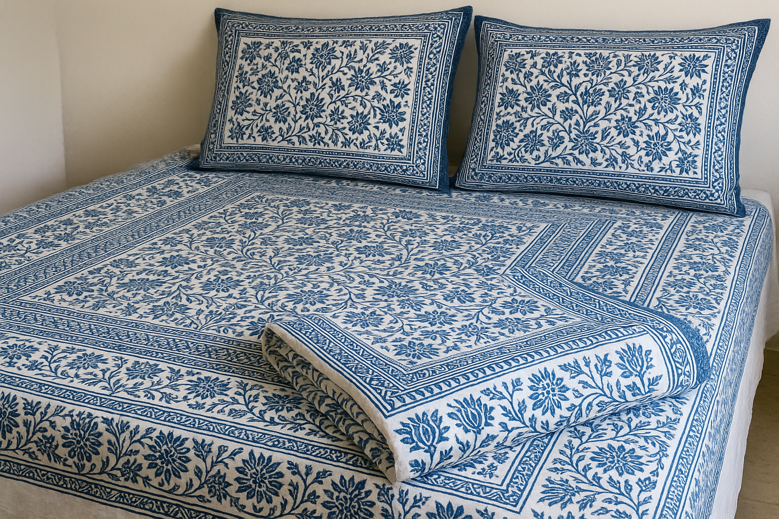 use a white base and blue print