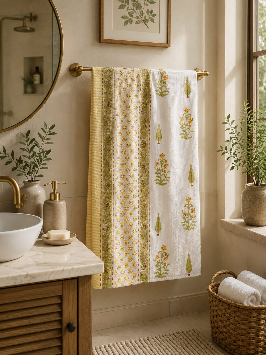 Yellow Floral Waffle Towel - Bath Towels - ChapaSsyahii