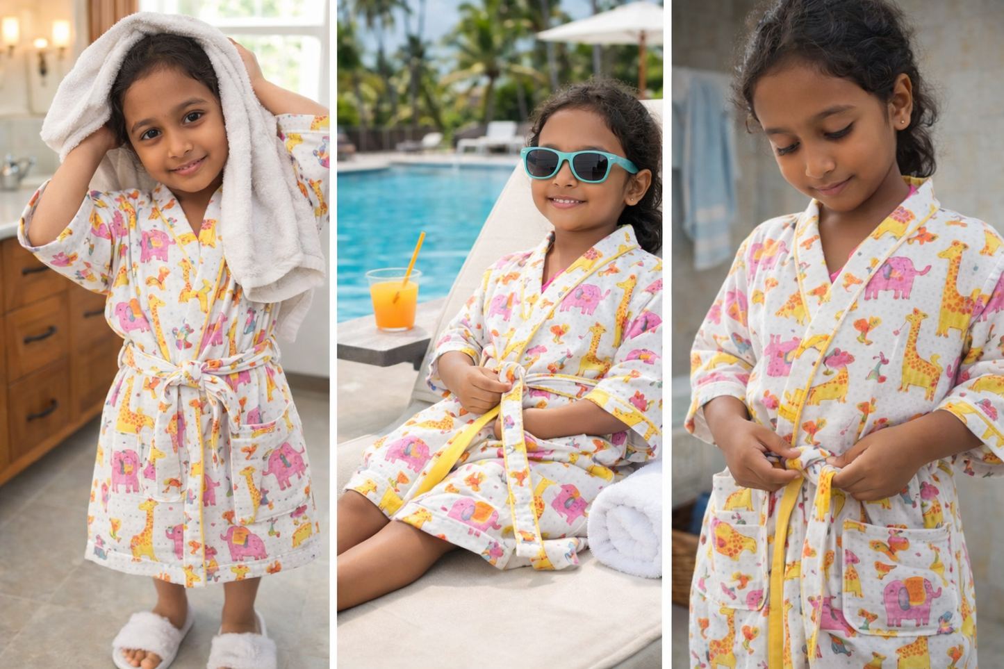 Kids Animal Adventure Cotton Waffle - Yellow