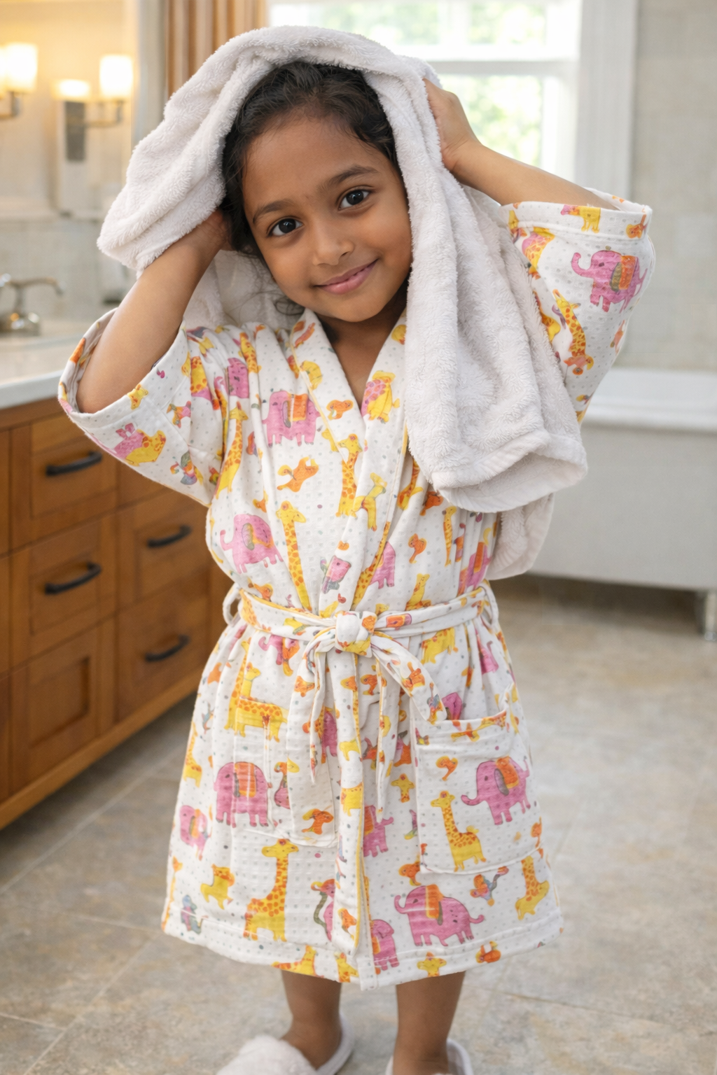 Kids Animal Adventure Cotton Waffle - Yellow